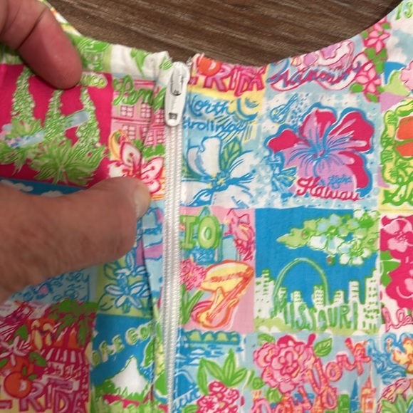 Lilly Pulitzer States Shift Dress Sleeveless,front pockets,zip up back,side bows - Picture 10 of 13